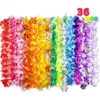 Fiori decorativi 36 pezzi Ghirlanda hawaiane Bulk Bulk Tropical Flower Beach Party Decoration Reput Birthday Birthday Decorazioni per matrimoni Accessorio