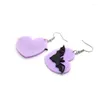 Boucles d'oreilles en peluche Halloween Turc Halloween Dark acrylique Purple Heart Black Bat Y2k For Women Jewelry Accessoires Decoration Fashion