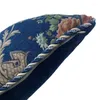 Oreiller luxe floral fleur fleur fleur tissé Jacqard Case chenille corde 45x45cm couverture bleu foncé Soft Venture par morceaux