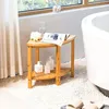 Boîtes de rangement Bambou Douche de douche étagère de siège en bois naturel avec un assemblage Easy Assembly de 250 lb étanche