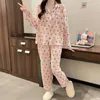 Kvinnors sömnkläder pyjama sätter kvinnor hemkläder blommig söt minimalistisk fritid m-4xl mysiga damer ömma koreansk stil vår härlig klassiker