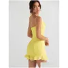 Vestidos informales básicos de alta calidad Rata de playa Ligera Mini Vestido Chiffones Chiffon 2022 Partido de verano Amarillo para mujeres DHHHLZ