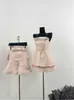 Two Piece Dress Summer Woman Skirt Set Old Money Outfits 2 French Fashion Vintage Tube Top + Party Aesthetic Mini Skirts Elegance Q240511