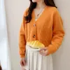 Women's Knits Woman Sweater Cardigan Knitting Solid Color Long Sleeve Button Tall Waist Woman's Clothing Drop LXJ22238