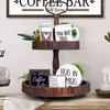 Party -Dekoration Holzbauernhäuser Stufe Tablett Dekors Kaffee -Tassen -Barschild für Kuchen- und Ausstellungsvorräte