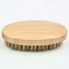 Boar Bristle Hair Beard Brush Hard Round Wood Handle Anti-static Boar Comb Hairdressing Tool For Men Beard Trim Customizable fy3848