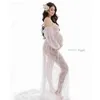 Maternity Dresses Maternity Photography Dresses Sexy Off Shoulder Mesh Lace Maxi Dress White Long Pregnancy Women Gown Photoshoot Props Accessorie T240509