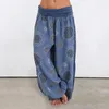 Pantalon pour femmes pantalons harem décontractés imprimé ethnique à la mode avec taille élastique élégante jambe large pour le confort