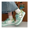Green Casual Walking Chaussures Femmes hommes baskettes basses souriantes Face Sports Trainers