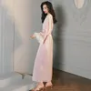 Home Clothing Bride Bridesmaid Wedding Robe Nightgown Feather Women Long Kimono Bathrobe Gown Sexy Sleepwear Causal Satin Dressing