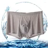 Sous-pants Boxers masculins Ultra-Thin Thin Soyeux Boxer Boxer Shorts Men Ice Silk Sans couture transparente Mid-Rise Boxershorts Summer sous-vêtements