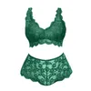 Bras Sets Plus Size Sexy Lingerie V Neck High Waist Floral Lace Bra Top And Panty 2 Piece Set No Underwire Women's Underwear