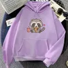 Heren Hoodies Sweatshirts Dames Cartoon Raccoon eten Bubble Milk Tea en Pizza Cute Print Hoodies Plus Sweatshirt Vrouw Trendy Strtwear Tops T240510