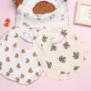 Bibs Burp Cloths Baby U-shaped feeder Drool bib printed pleated flower baby Saliva towel soft cotton lace Burp fabric newborn bib accessories d240513