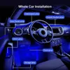 Luzes decorativas carro LED Ambiente RGB Light Strip Interior Fiber Optic Dual Zone 64 Cores Luz Universal Decoração do carro Controle de aplicativos para BMW T240509