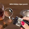 Triple Jet Flame Cigar Lighter Visible Transparent sans chambre à gaz à l'épreuve du vent avec punch à cigare