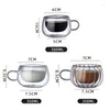 Muggar Creative Double Glass Coffee Mug Modern Fashion Breakfast Milk Cup with handtag Office Women's Joy Tea