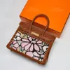 12A top Mirror quality luxury Classic Designer Bag woman handbag genuine leather 30cm brown Large capacity bag spring/summer colour clash Creative scrawl Design bag