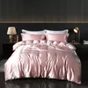 Set di biancheria da letto in raso di lusso con laminetto aderente copripiumini set di fascia alta densità di colore solido 240430