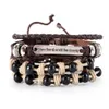 Bracelets en cuir multicouche rétro pour l'homme Bracelet en bois bracelet à la main Anchor Infinty Charm Wrap Bijou 240423