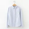 Chemises à chemises à rayures Oxford Femmes Blanc Blanc Blue Stripes bleues Tops Femme Vêtements Bureau Usure pour professionnel