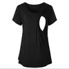 Maternity Dresses 2024 Summer Solid Short Sleeve Fashion Casual Nursing Clothes for Maternity Women Pregnant Womens Postnatal Breastfeeding Top T240509