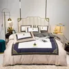 Bettwäsche-Sets Leichter Luxusstil Quilt Deckung verdickter Baumwollstandard 4-teiliger geometrischer gedruckter Bettblatt