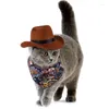 ドッグアパレルペット帽子セットビンテージトライアングルタオルアクセサリー猫ウエスタンカウボーイ用品