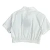 デザイナーの女性クロップドシャツシャツラグジュアリー半袖トップホワイトブルーシャツエレガントな夏の若い女性ガールブラウスポロス