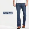 Boot à hommes coupés jeans légèrement évasé Slim Fit Blue Black Black Designer Classic Male Stretch Denim Pants 240507