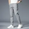 남성용 바지 새로운 여름 캐주얼 바지 남자 3 색 클래식 스타일 패션 사업 얇은 슬림 핏 스트레이트 코튼 단색 브랜드 바지 38 Y240513