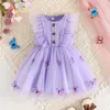 Flickans klänningar klänning för barn 9 månader - 4 år gammal sommar ärmlös söt fjäril tyll prinsessor klänningar ootd för baby girll2405