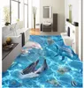 Bakgrunder Vattentät golvmuralmålning PO TAPET 3D Stereoskopisk Ocean World Home Decoration