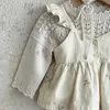 衣類セットミランセルの女の赤ちゃんサマーセット幼稚園刺繍フリルドレストップ2L2405