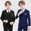 Костюмы для детей роскошные черно -голубые свадебные костюмы для мальчиков Церемония