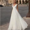 Runway-jurken Elegante bruid trouwjurk Deep V-hals applique strapless sexy open achterkant A-lijn jurk eenvoudige formele avondjurk 2024 nieuw