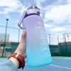 Garrafas de água garrafa de 2L de grande capacidade com marcador de tempo para jarros de fitness girl portátil esportes ginásio grande palha bpa grátis