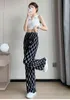 Frauenhose Sommer Frauen Draw String gerade Bein Vintage Low Rise Striped Print Lounge Mädchen Hosen Streetwear Y2K Frauen