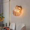 Wall Lamp Post-modern Luxury Brass Nordic Shell Shape Creative Glass Light Fixture Bedside Restaurant Stairs Aisle Sconces