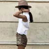 Shorts féminins d'été Femmes Leopard Print haute taille avec bouton fermeture à glissière Slim Fit pour la fête