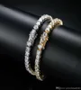 Hip Hop Tennis Diamonds Chain Armband för män Fashion Copper Zircons 7 8 tum Golden Silver Jewelry9832447