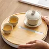 Bandejas de chá Ferramentas de cozinha Coffeeware Teaware Plato de madeira Cerâmica Copo de bandeja longa escritório vintage Sirvante Plateau En Bois Acessórios