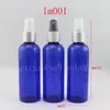 wholesale 100ml X 50 blue round PET spray bottles for water , 100cc anodized nozzle sprayer pump,cosmetic mist spray bottle Vkpob