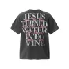 24ss Summer Oversize USA Jesus Mouth Print Washed Vintage Tee Fashion Men's Short Sleeve Skateboard Tshirt Women Clothes Casual Cotton T shirts 0513