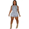 Dames trainingspakken twee stukken set ontwerper 2024 nieuwe mode casual brief bedrukte tanktop slanke fit shorts riem pocket sporten 3 kleuren