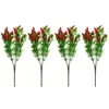 Flores decorativas 4 PCs Pepper artificial Plantas de plantas falsas Decoração de casa Plástico simulação de buquê de pimenta