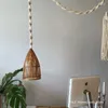 Taquestres de estilo nórdico macramamento de macrama de tecido pequeno lustre de lustre de penduramento pequeno lâmpada de linha longa para decoração de casa decoração bohemian decoração