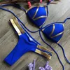 Swimwear femminile 2024 Summer Sexy Beach Wear High Wel Wels Bikini Domani di colore in oro Mabbinamento