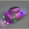 Flashing Hat Cowgirl Wholesale Light LED Up Sequin Cowboy Hats Luminous Caps Halloween Costume S s