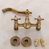 Kitchen Faucets Antique Brass Wall Mounted Dual Cross Handles Swivel Bathroom Sink Basin Faucet Mixer Tap Atf006